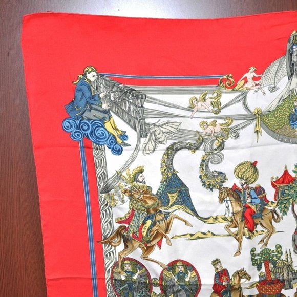 Authentic HERMES Carre 90 Scarf "Au FIL de la SOIE" Silk Red - Picture 3 of 12